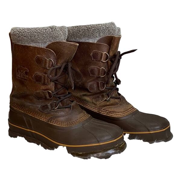 Sorel Kananaskis II Brown Men's Leather Snow Boots Size 9 - Picture 1 of 8